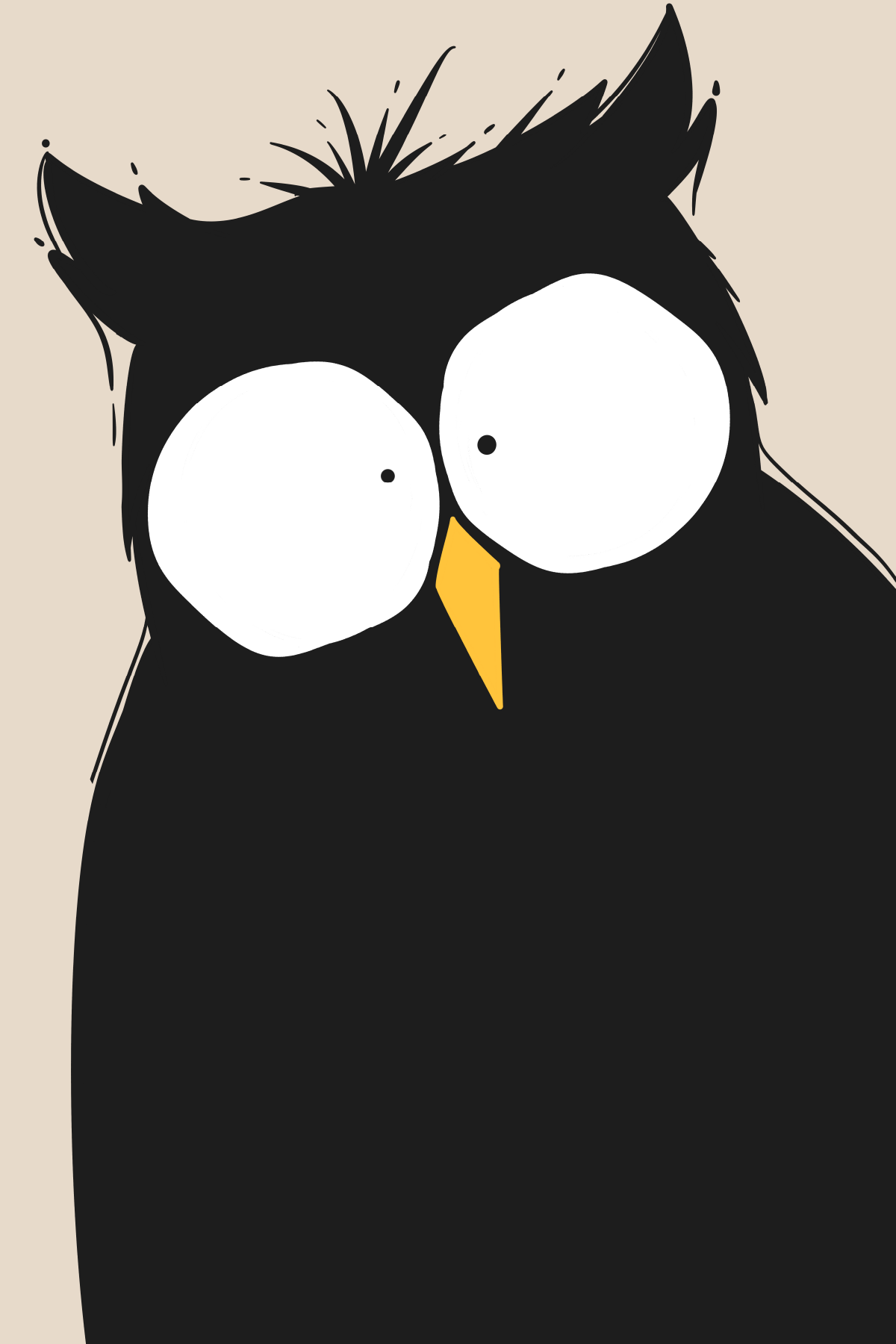 Autoportrait animalier — hibou ébouriffé