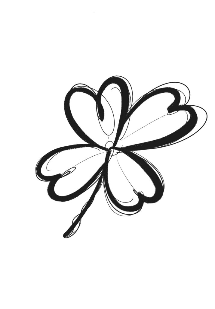Esquisse tattoo — trèfle à quatre feuilles